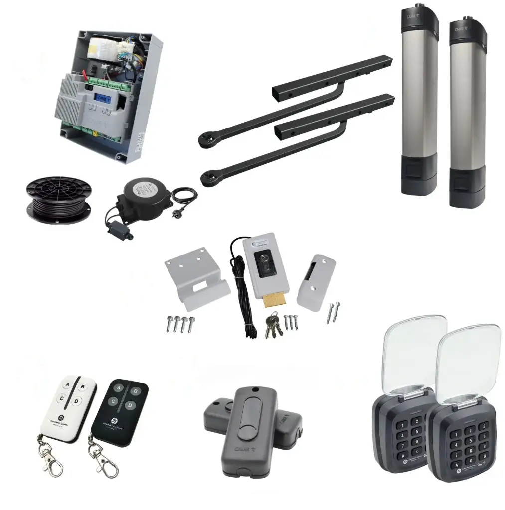Double Swing Gate Automation Access Pro Kit Ultra Slim STYLO BD Channel Arm System with encoder Made In Italy