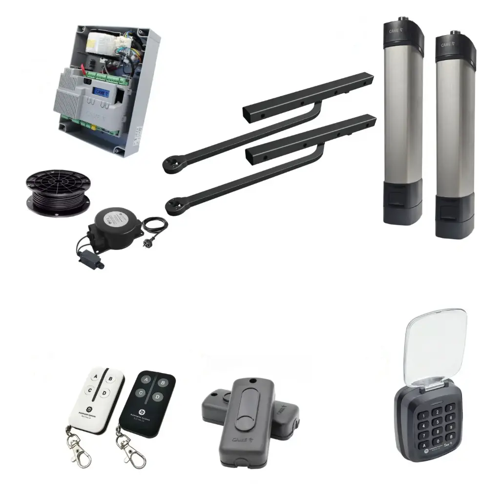 Double Swing Gate Automation Access Secure Kit Ultra Slim STYLO BD Channel Arm System with encoder Made In Italy
