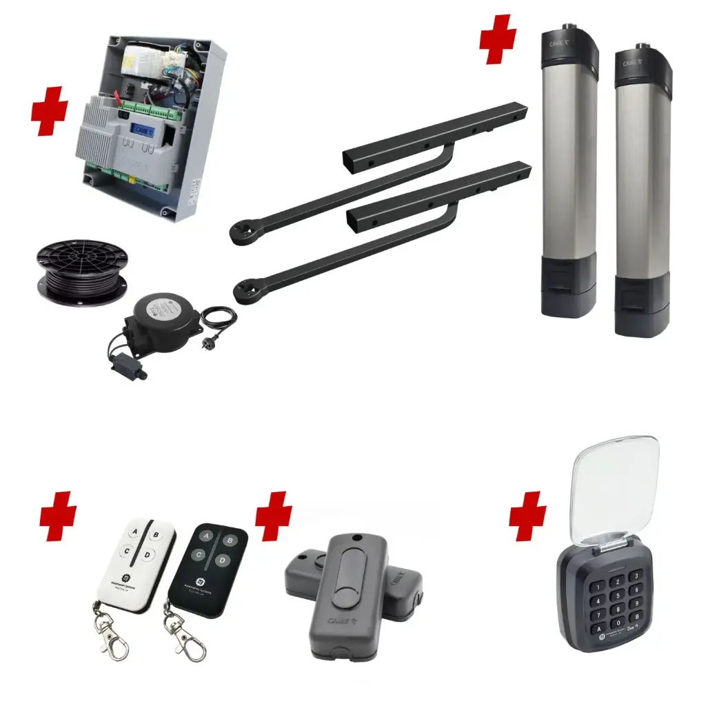 Double Swing Gate Automation Access Secure Kit Ultra Slim STYLO BD Channel Arm System with encoder Made In Italy