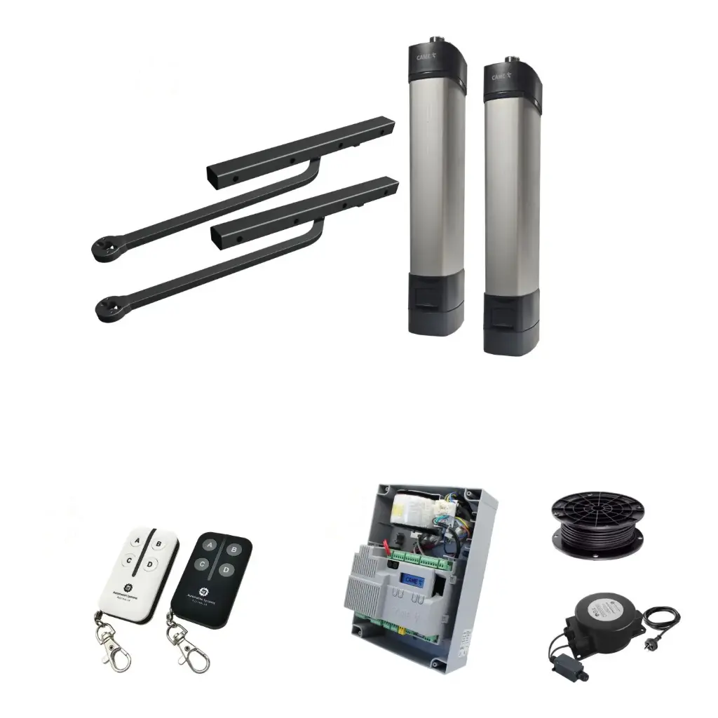 Double Swing Gate Automation Base Kit Ultra Slim STYLO BD Channel Arm System with encoder Made In Italy