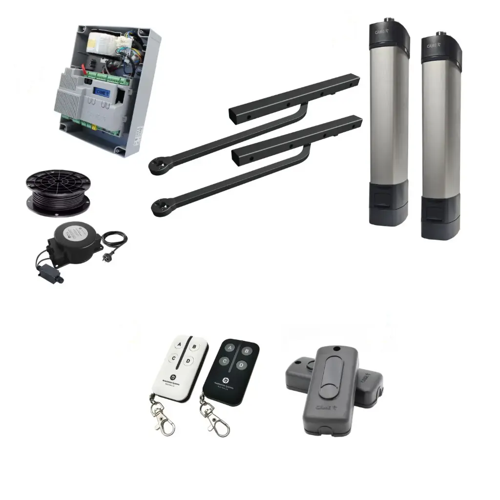 Double Swing Gate Automation Installer and Trade Kit Ultra Slim STYLO BD Channel Arm System with encoder Made In Italy