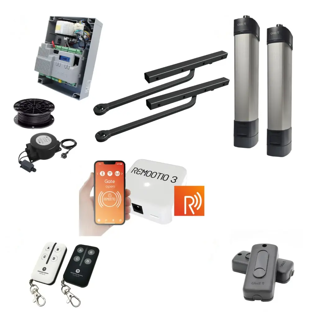 Double Swing Gate Automation Remootio Kit Ultra Slim STYLO BD Channel Arm System with encoder Made In Italy