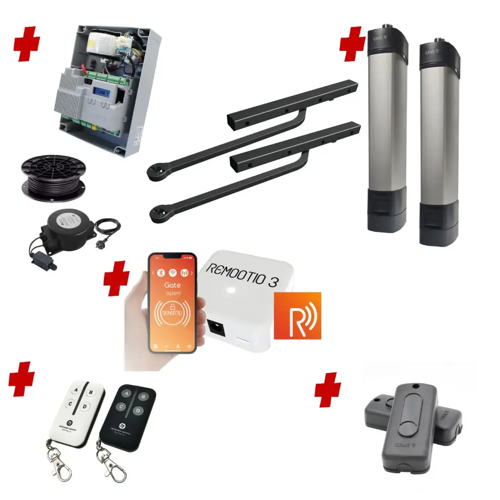 Double Swing Gate Automation Remootio Kit Ultra Slim STYLO BD Channel Arm System with encoder Made In Italy