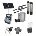 Solar Powered Double Swing Gate Automation Access Secure Kit Ultra Slim STYLO BD Channel Arm System with encoder Made In Italy