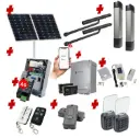 Solar Powered Double Swing Gate Automation Access Unlimited WiFi Bluetooth Kit Ultra Slim STYLO BD Channel Arm System with encoder Made In Italy