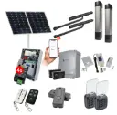 Solar Powered Double Swing Gate Automation Access Unlimited WiFi Bluetooth Kit Ultra Slim STYLO BD Channel Arm System with encoder Made In Italy
