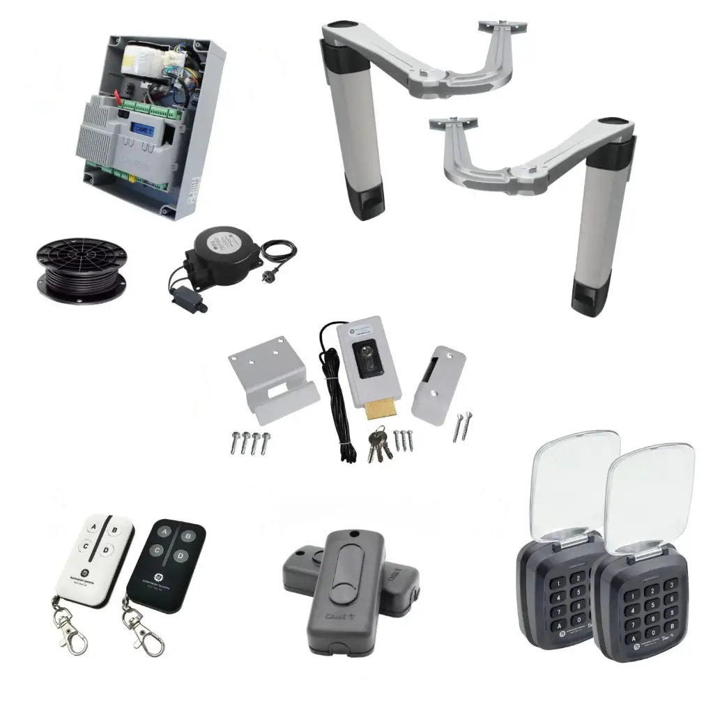 Double Swing Gate Automation Access Pro Kit Ultra Slim STYLO BS Articulating Arm System with encoder Made In Italy