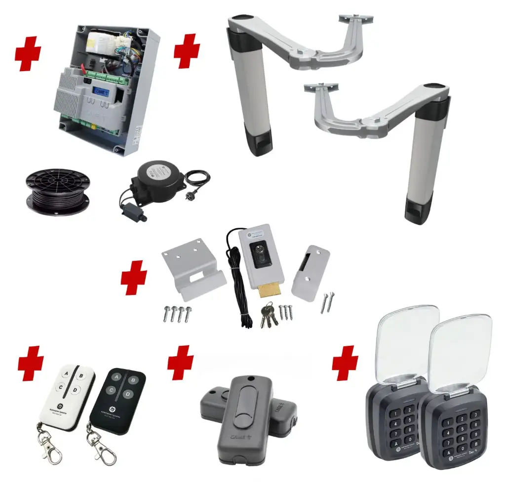Double Swing Gate Automation Access Pro Kit Ultra Slim STYLO BS Articulating Arm System with encoder Made In Italy