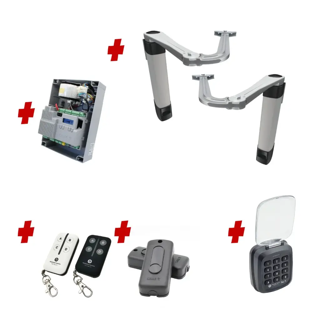 Double Swing Gate Automation Access Secure Kit Ultra Slim STYLO BS Articulating Arm System with encoder Made In Italy