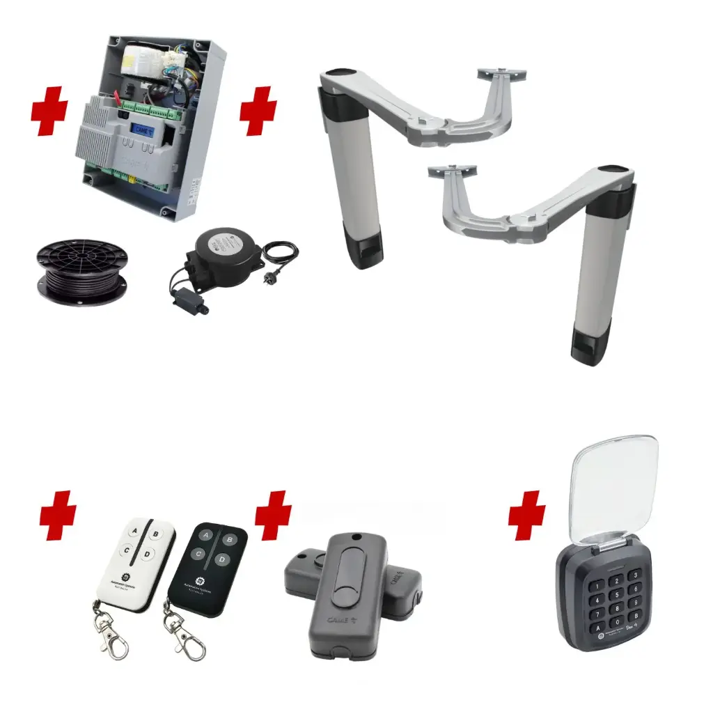 Double Swing Gate Automation Access Secure Kit Ultra Slim STYLO BS Articulating Arm System with encoder Made In Italy