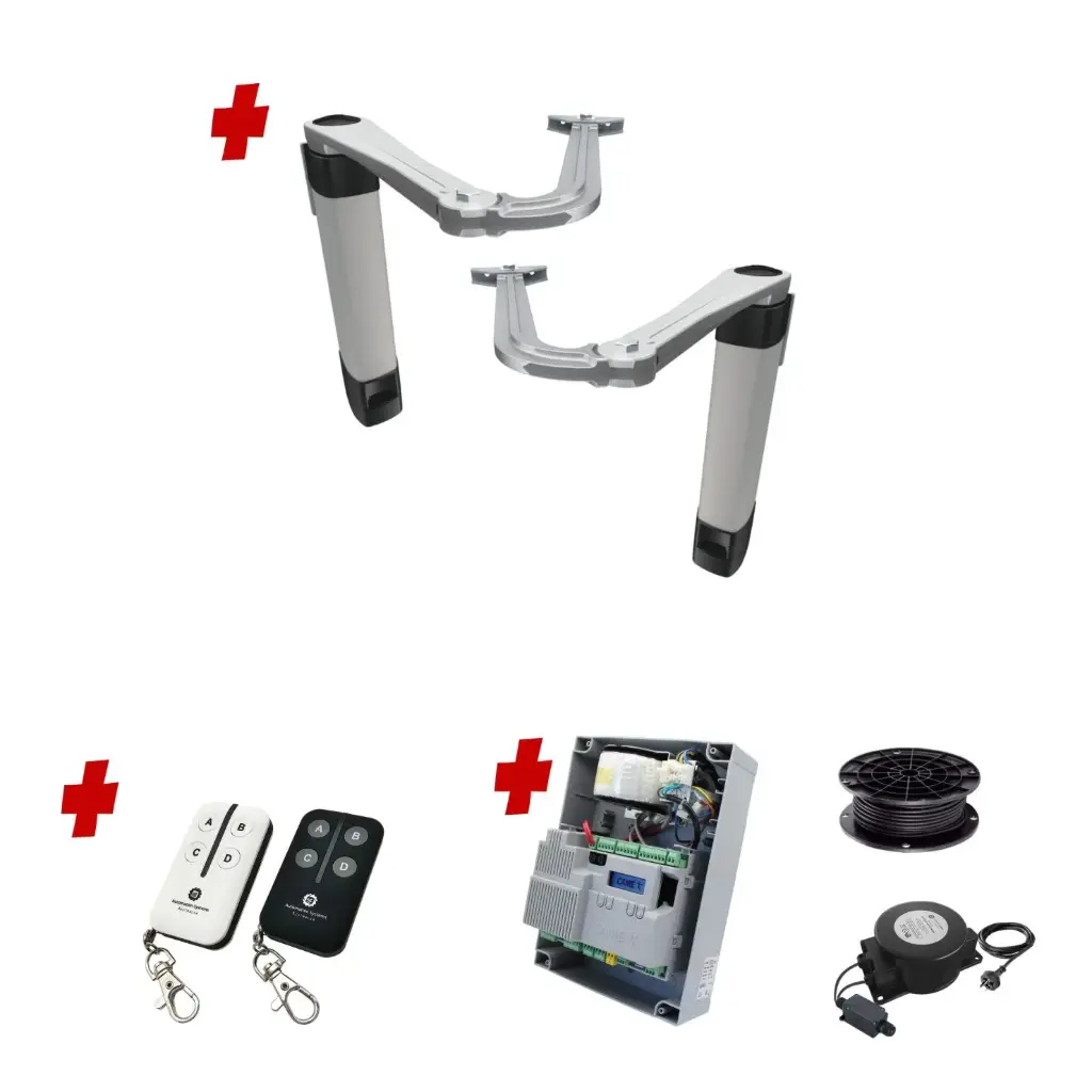 Double Swing Gate Automation Base Kit Ultra Slim STYLO BS Articulating Arm System with encoder Made In Italy