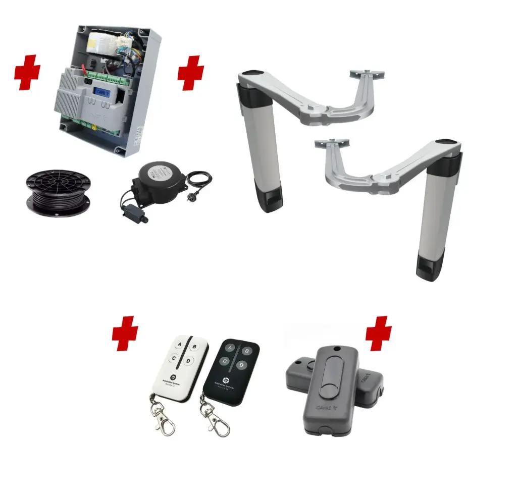 Double Swing Gate Automation Installer and Trade Kit Ultra Slim STYLO BS Articulating Arm System with encoder Made In Italy