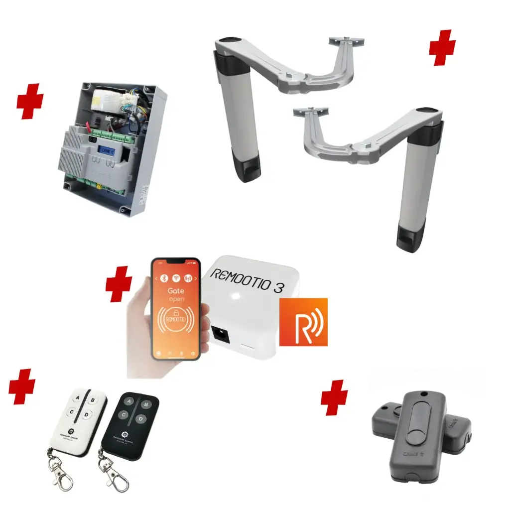 Double Swing Gate Automation Remootio Kit Ultra Slim STYLO BS Articulating Arm System with encoder Made In Italy