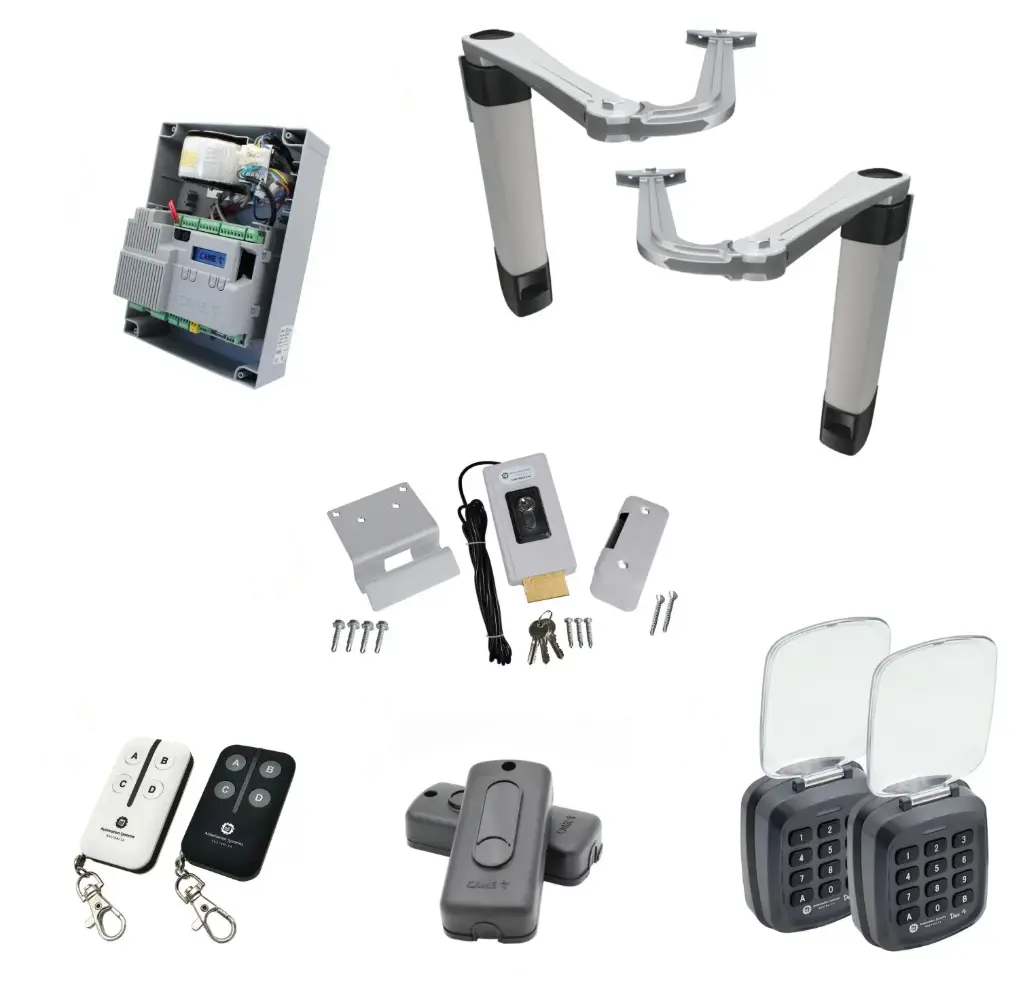 Double Swing Gate Automation Access Pro Kit Ultra Slim STYLO BS Articulating Arm System with encoder Made In Italy