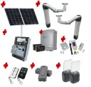 Solar Powered Double Swing Gate Automation Access Pro Kit Ultra Slim STYLO BS Articulating Arm System with encoder Made In Italy