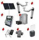 Solar Powered Double Swing Gate Automation Access Secure Kit Ultra Slim STYLO BS Articulating Arm System with encoder Made In Italy