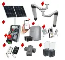 Solar Powered Double Swing Gate Automation Access Unlimited WiFi Bluetooth Kit Ultra Slim STYLO BS Articulating Arm System with encoder Made In Italy