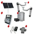 Solar Powered Double Swing Gate Automation Installer and Trade Kit Ultra Slim STYLO BS Articulating Arm System with encoder Made In Italy