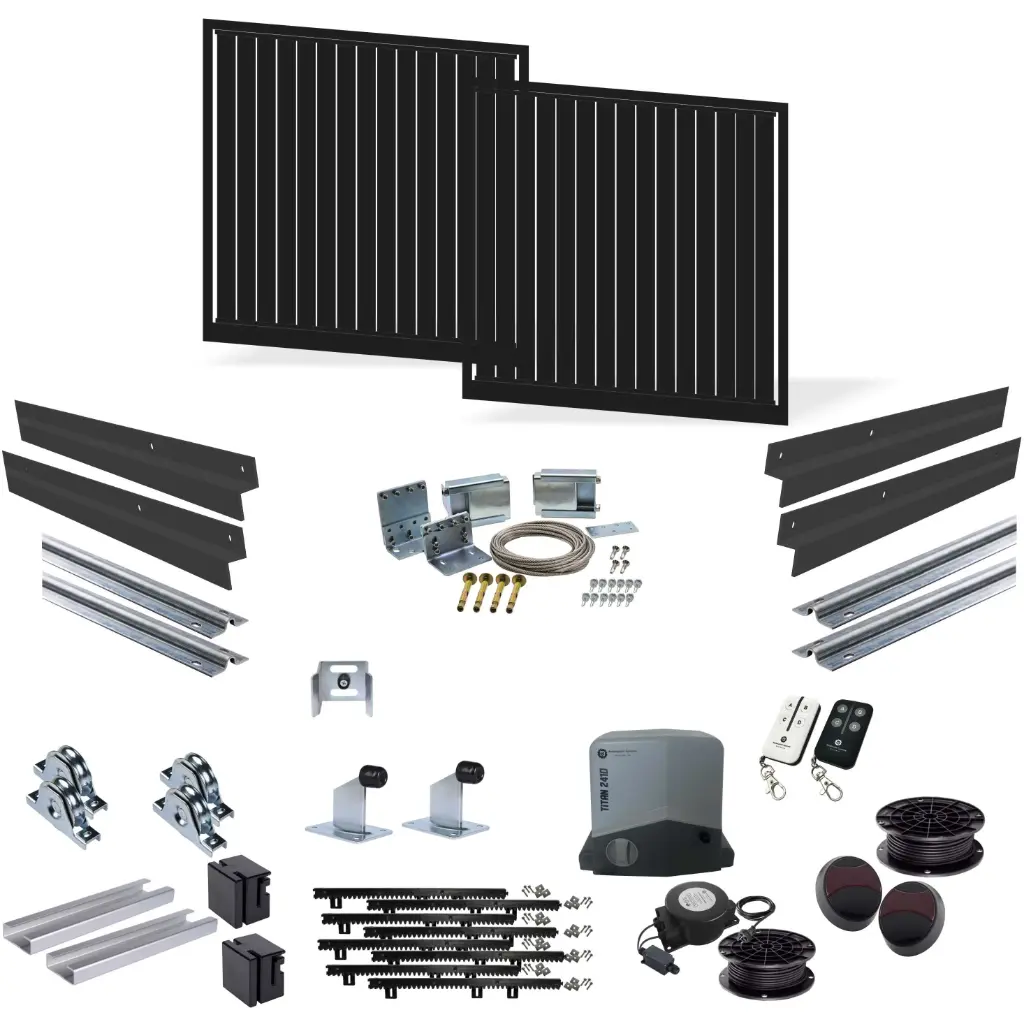 4m Opening (1200H) Vertical Slat Low Voltage Telescopic Sliding Gate Kit