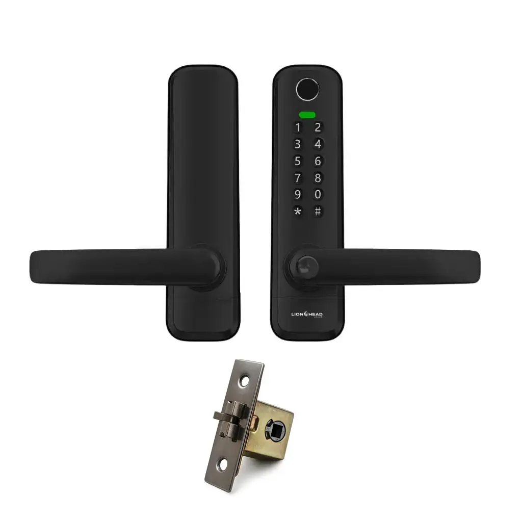 Cottesloe Slimline Gate Lock (Single Sided Keypad Version - Lever Exit) Digital Entrance Lock with Mobile APP (Bluetooth, Fingerprint, EM Card) IP65 Front Side Weather Resistance (25mm Backset Version) 