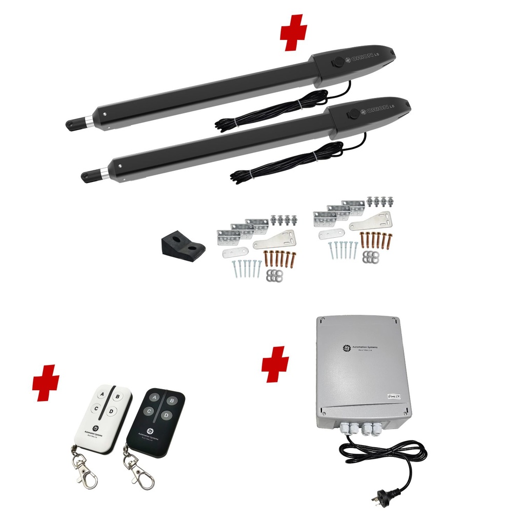 Orion LS Electric 24V Low Voltage Automatic Double Swing Driveway Gate Opener Kit ROBUST Slimline Compact Design BASE KIT