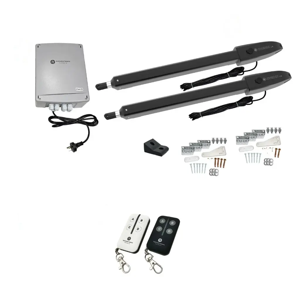 Orion LS Electric 24V Low Voltage Automatic Double Swing Driveway Gate Opener Kit ROBUST Slimline Compact Design BASE KIT