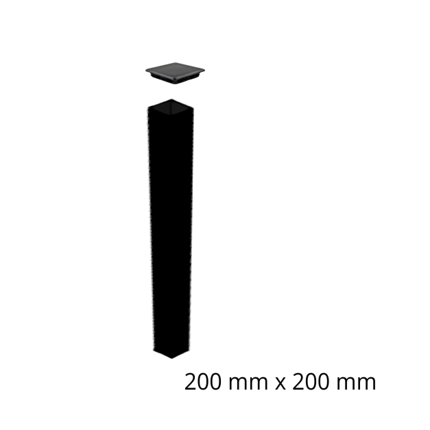 200x200x2700mm (2.7m) Steel Gate Fence Post Powder Coated Night Sky Satin Black (CAP INCLUDED)