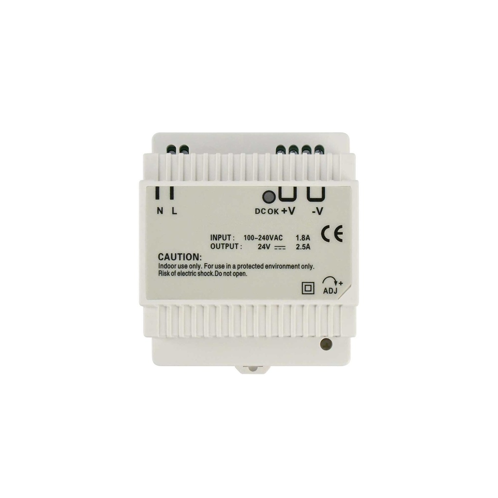 24V Centralized Power Supply for 2 Wire HD2 and B2 Series Intercom Systems Din Rail Mounting