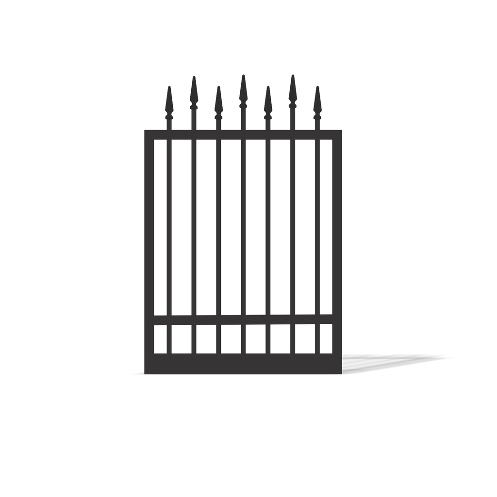 880mm x 1250-1300mm High-Low Spear Design Steel Pedestrian Gate (Satin Black Powder Coat)