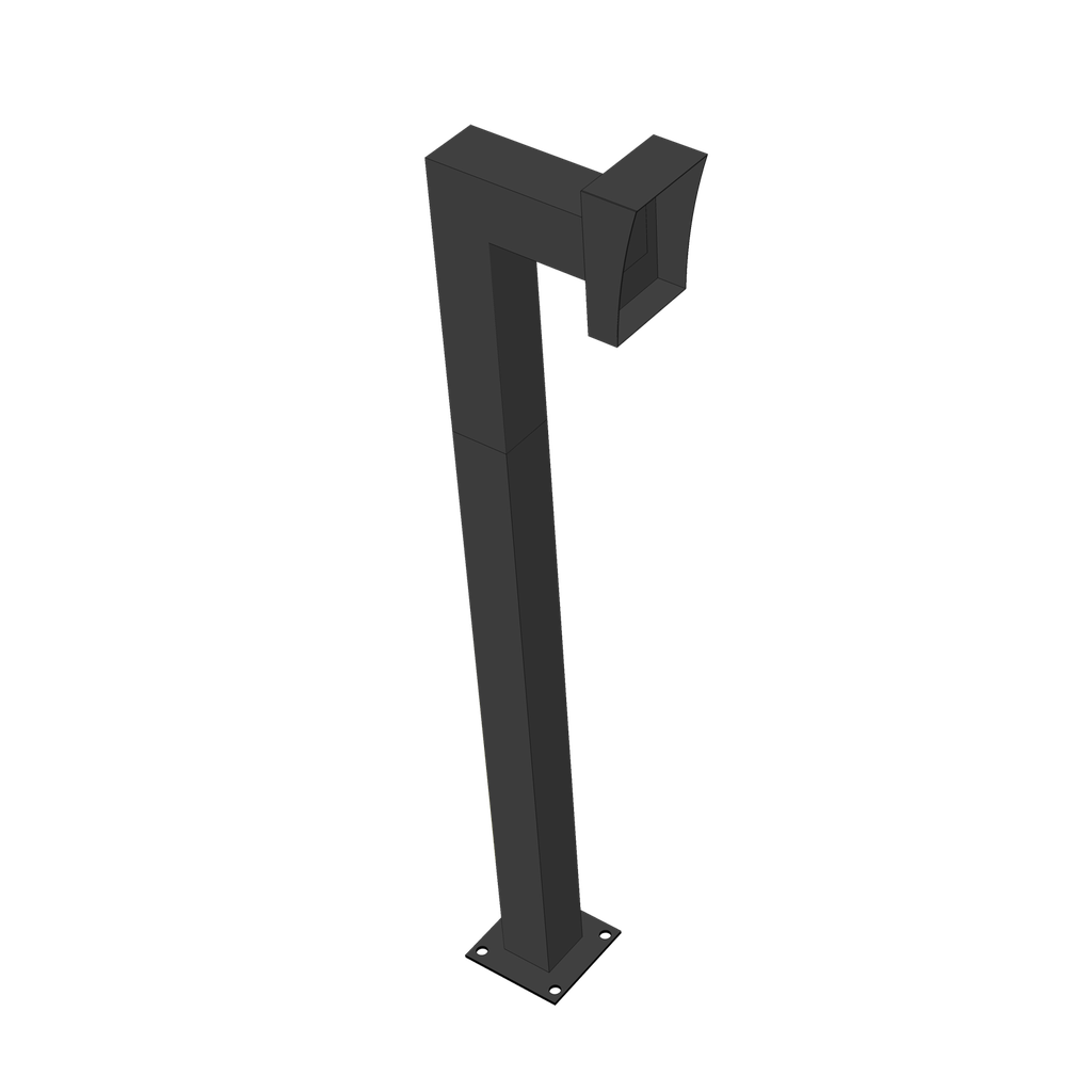 Gooseneck pedestal bollard for intercom, keypad door bell 75x75 Steel Satin Black Powder Coat (residential)