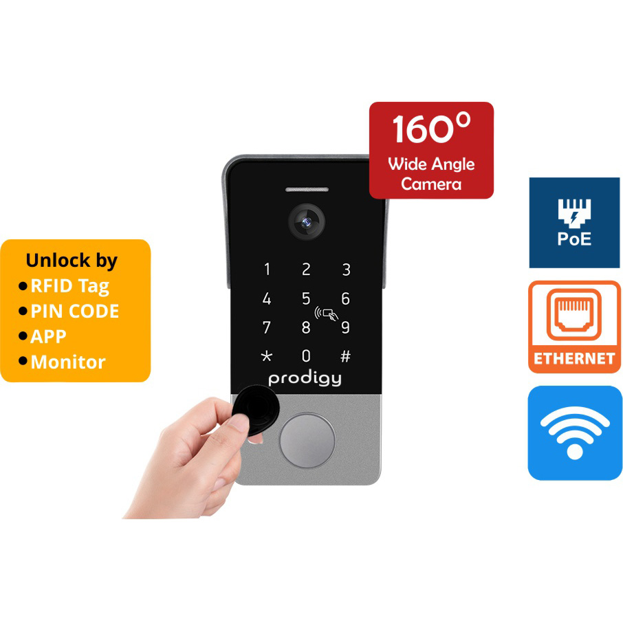 Mobile APP Intercom WiFi and POE Wide Angle 160 Degrees with Keypad and RFID Reader