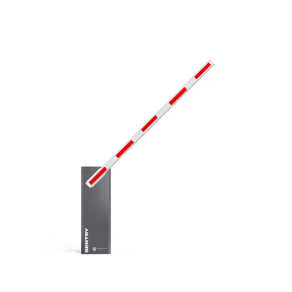 Left Side SENTRY BRUSHLESS Electric 24V Low Voltage Automatic Boom Barrier Gate High Duty Cycle Suitable for Parking Depot Yards Caravan Park offices