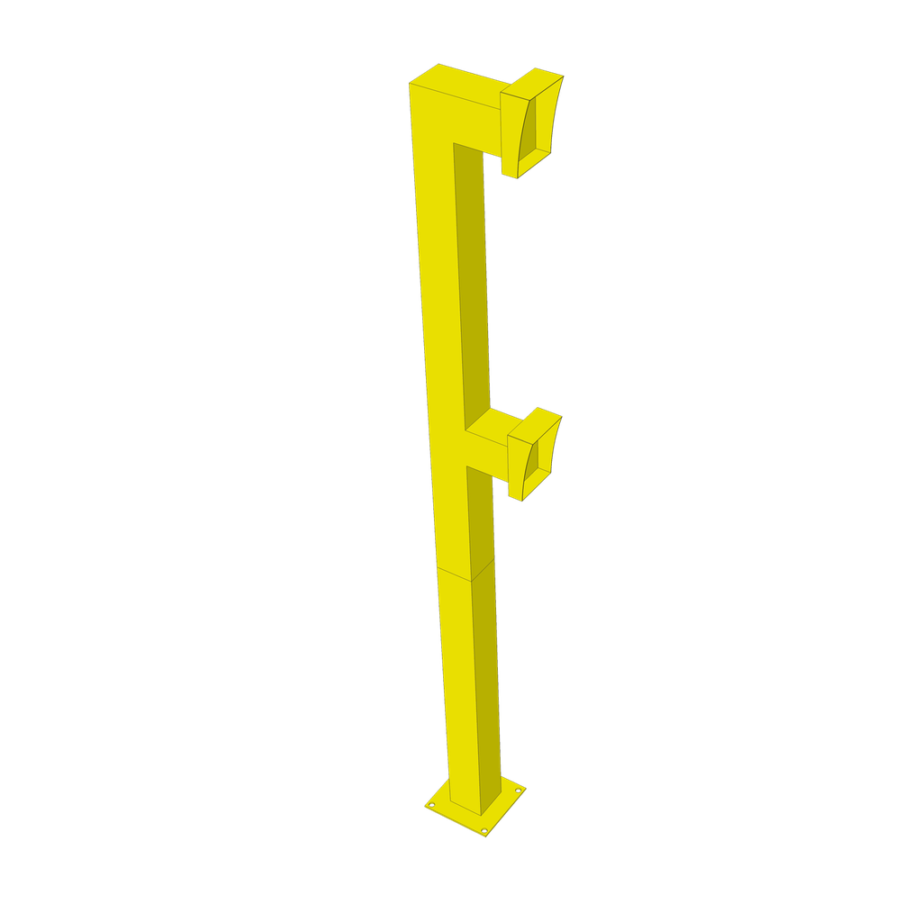 Truck and Car Double pedestal Gooseneck Bollard 100x100 Steel Safety Yellow Powder Coat (commercial/industrial)
