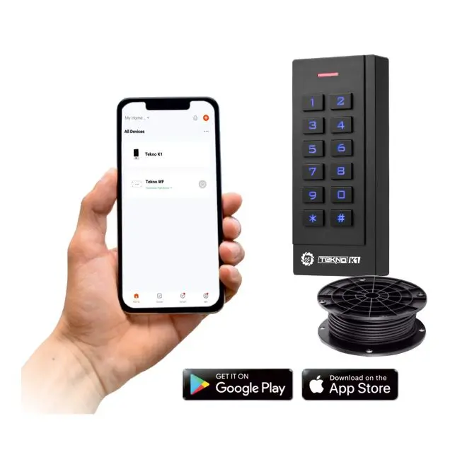 Access Control Pin Code/Password Keypad + EM Card Reader with mobile APP control and Wi-Fi (Tuya and Smart Life APP) Supports Wiegand - Includes 10m cable