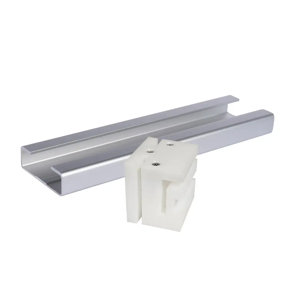 Aluminum C Channel with White Nylon Black Sliding Gate Rear Guide System for Z profile or Angle (Cladded Gates, Colorbond, Spears and Arch)