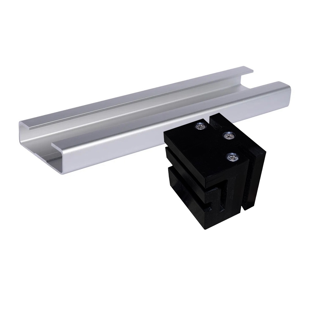 Aluminum C Channel with Black Nylon Black (Superior) Sliding Gate Rear Guide System for Z profile or Angle (Cladded Gates, Colorbond, Spears and Arch)