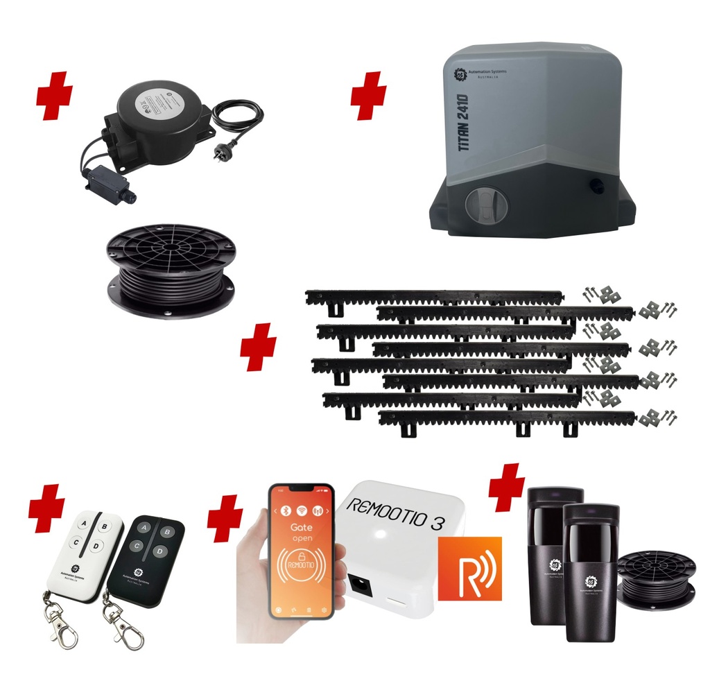 Remootio Titan 2410 Low Voltage 24V Automatic Sliding Driveway Gate Opener 24 Volt Kit FAST Heavy Duty POWERFUL Design