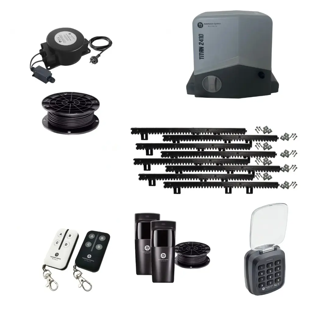 Titan 2410 Low Voltage 24V Automatic Sliding Driveway Gate Opener 24 Volt Kit FAST Heavy Duty POWERFUL Design with Keypad Pin Code