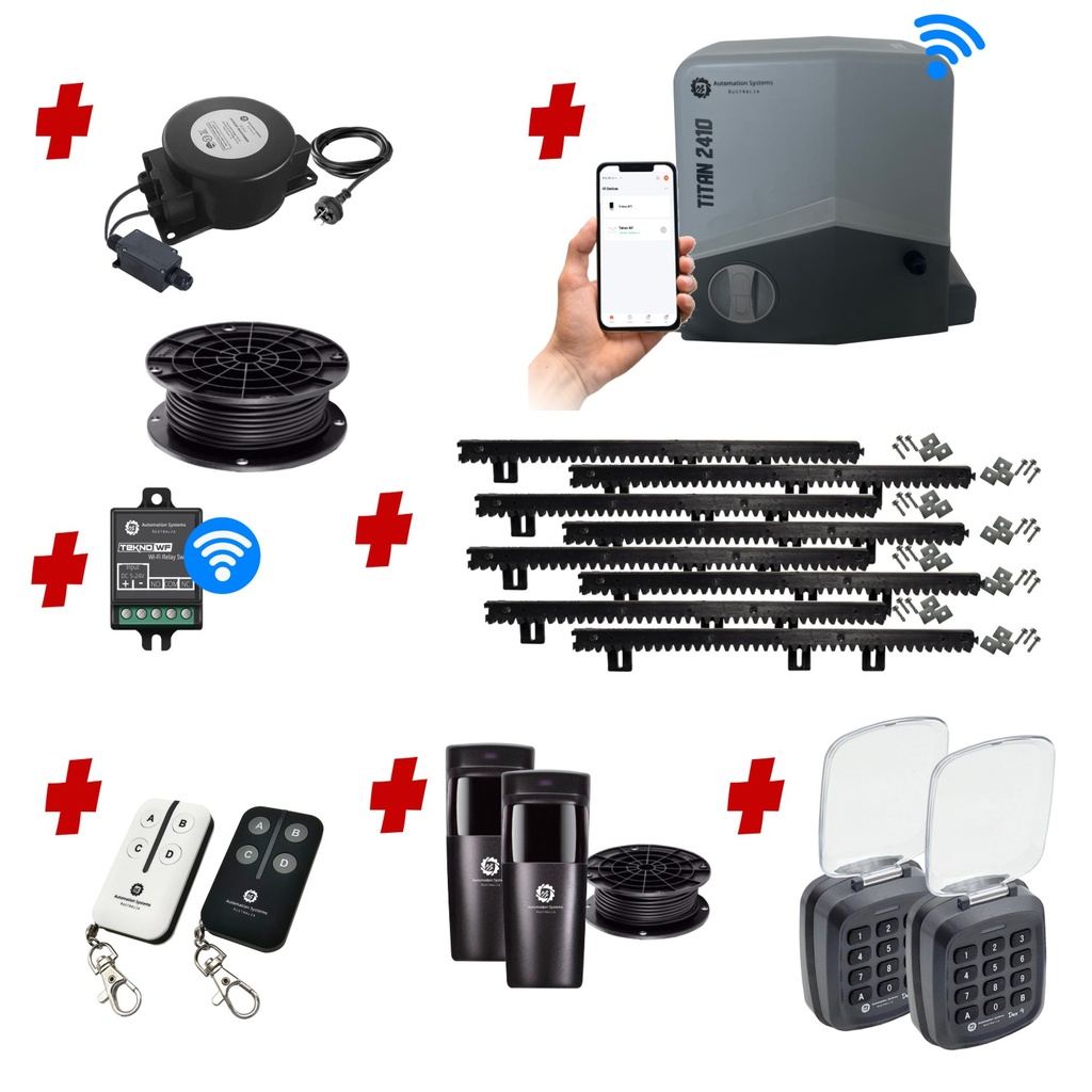 Titan 2410 Electric 24V Low Voltage Automatic Sliding Driveway Gate Opener Kit FAST Heavy Duty POWERFUL Design with Wifi Mobile App Control and Keypad Entry