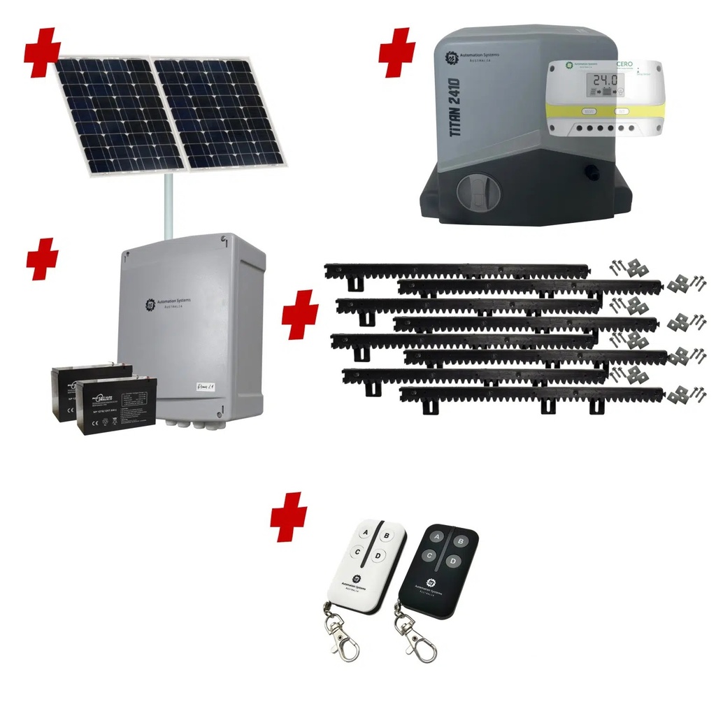 Titan 2410 Solar Powered Automatic Sliding Driveway Gate Opener 24 Volt Kit FAST Heavy Duty POWERFUL Design BASE KIT