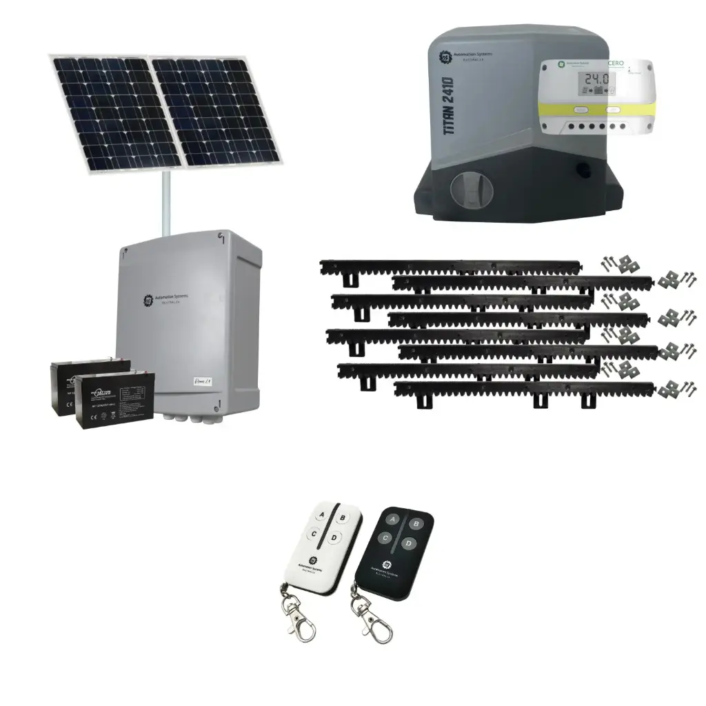 Titan 2410 Solar Powered Automatic Sliding Driveway Gate Opener 24 Volt Kit FAST Heavy Duty POWERFUL Design BASE KIT