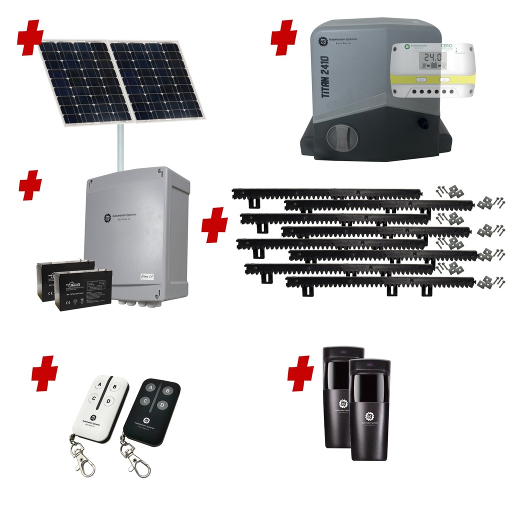 Titan 2410 Solar Powered Automatic Sliding Driveway Gate Opener 24 Volt Kit FAST Heavy Duty POWERFUL Design for Trade Installers
