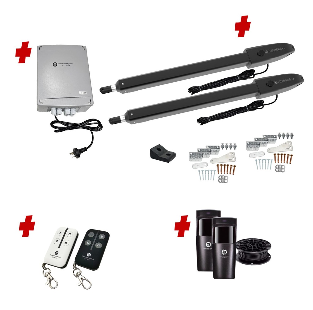 Orion LS Electric 24V Low Voltage Automatic Double Swing Driveway Gate Opener Kit ROBUST Slimline Compact Design for Trade Installers