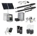 Orion LS Solar Powered Automatic Double Swing Driveway Gate Opener 24 Volt Kit ROBUST Slimline Compact Design with TWO Keypads Entry Exit