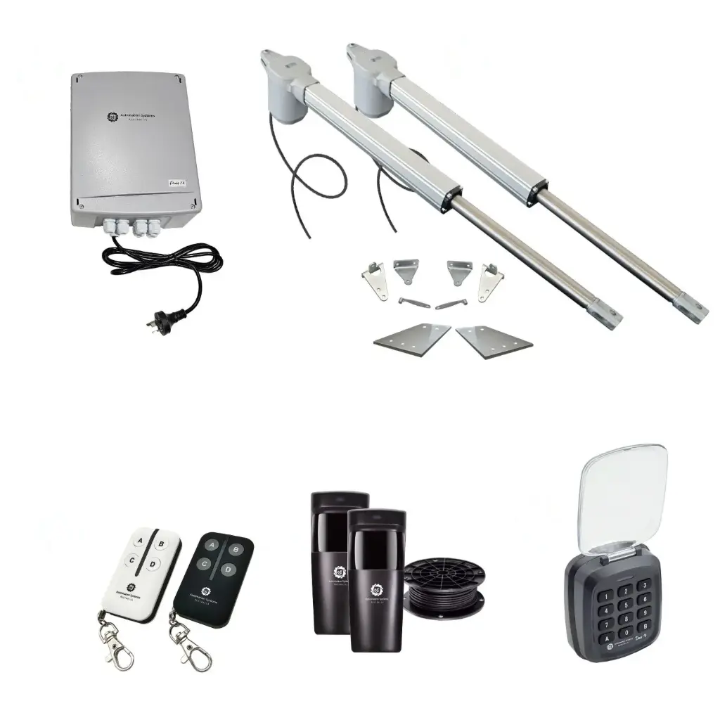 Viper 5 Long Stroke ITALIAN Electric 24V Low Voltage Automatic Double Swing Driveway Gate Opener Kit ROBUST Heavy Duty Design with Keypad Pin Code