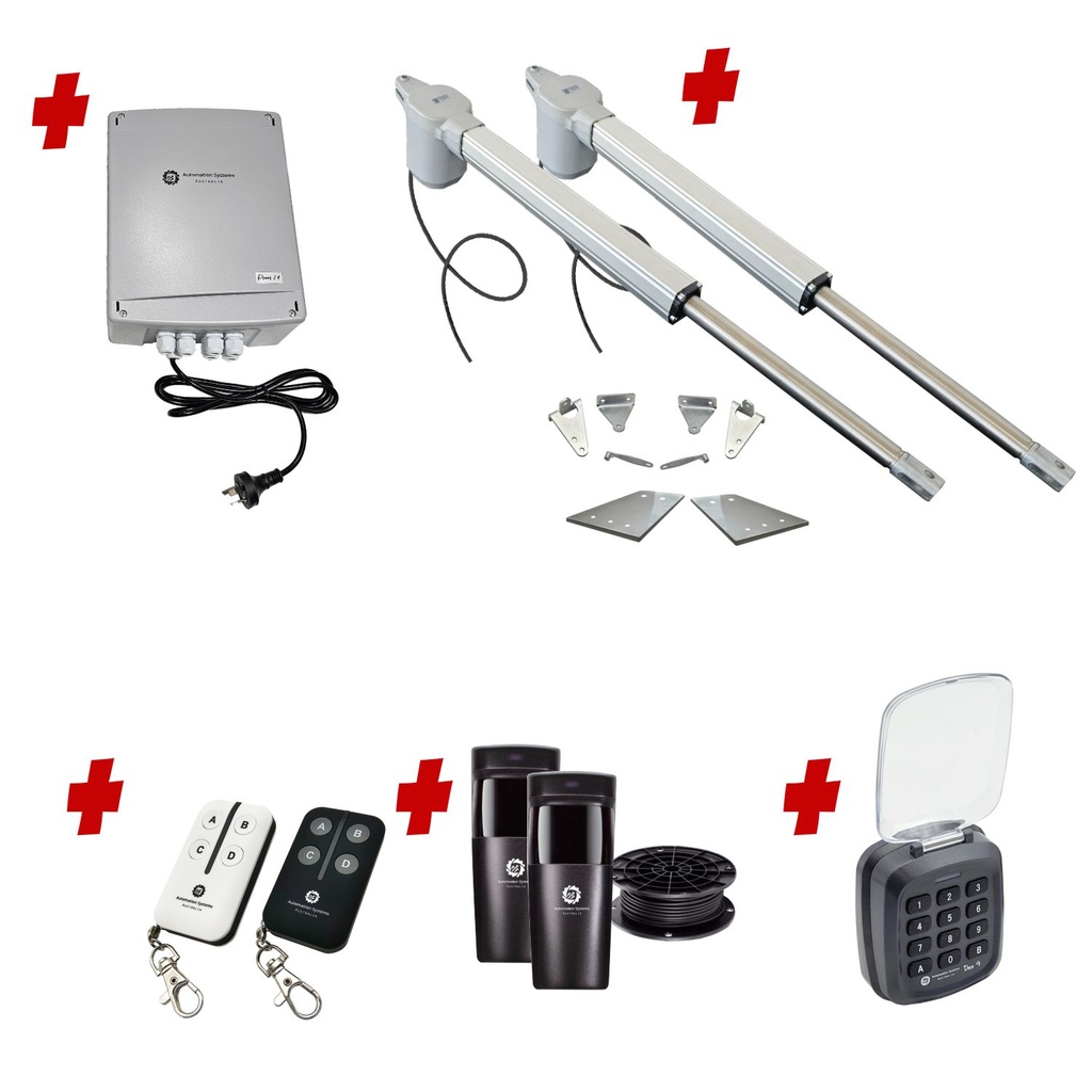 Viper 5 Long Stroke ITALIAN Electric 24V Low Voltage Automatic Double Swing Driveway Gate Opener Kit ROBUST Heavy Duty Design with Keypad Pin Code