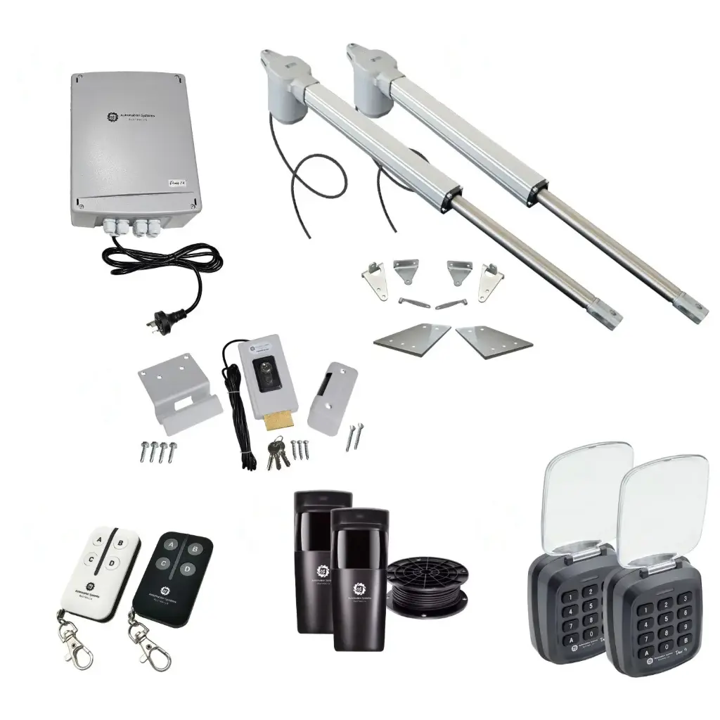 Viper 5 Long Stroke ITALIAN Electric 24V Low Voltage Automatic Double Swing Driveway Gate Opener Kit ROBUST Heavy Duty Design with TWO Keypads Entry Exit