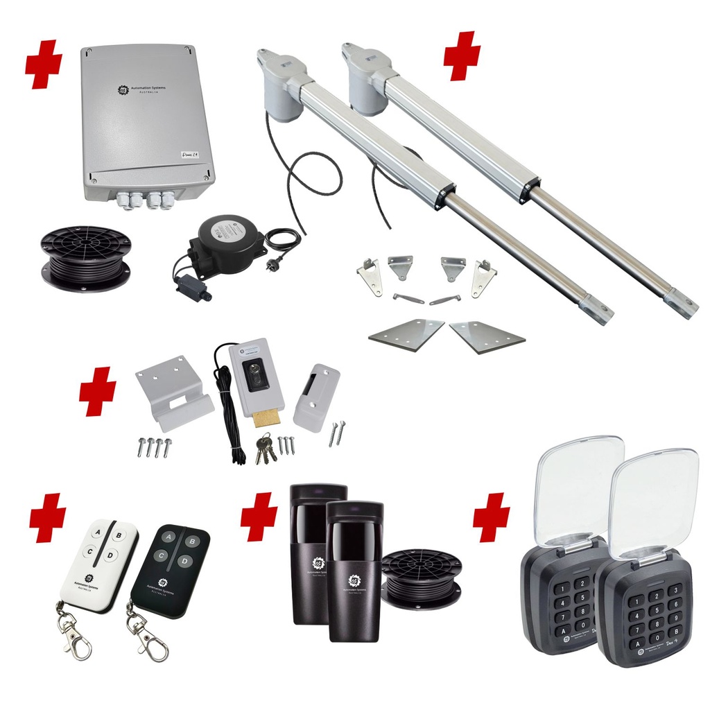 Viper 5 Long Stroke ITALIAN Low Voltage 24V Automatic Double Swing Driveway Gate Opener 24 Volt Kit with Wifi Mobile App Control and Keypad Entry Exit