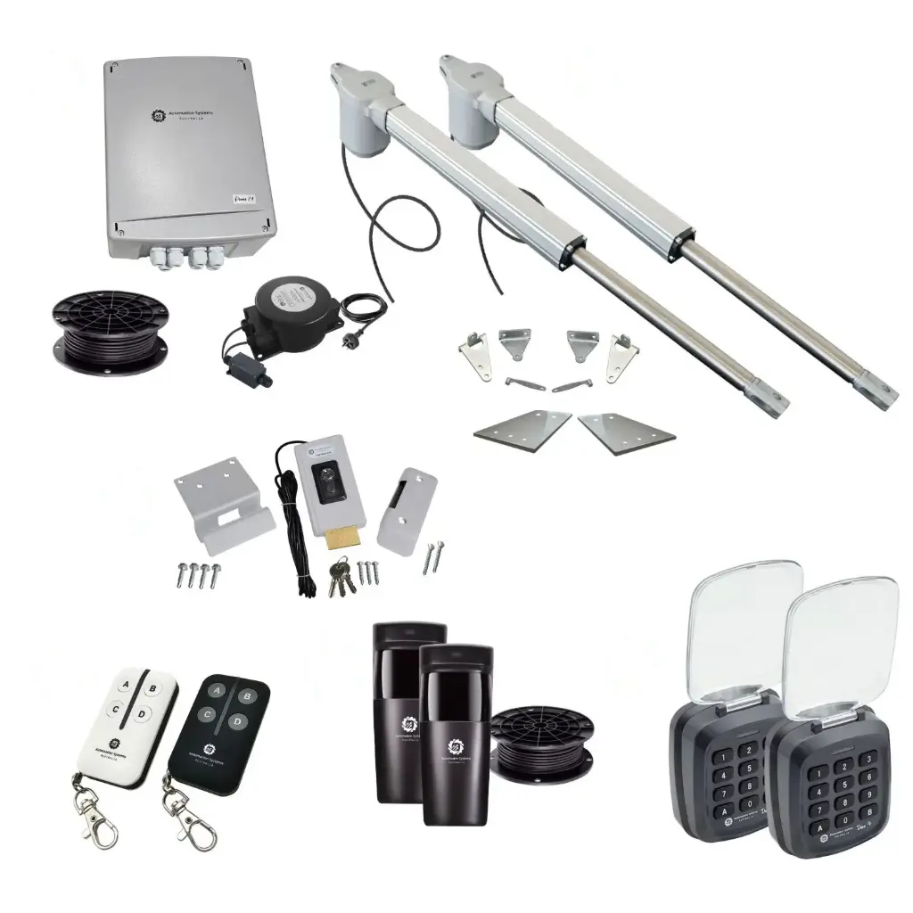 Viper 5 Long Stroke ITALIAN Low Voltage 24V Automatic Double Swing Driveway Gate Opener 24 Volt Kit with Wifi Mobile App Control and Keypad Entry Exit