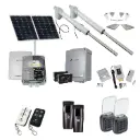 Viper 5 Long Stroke ITALIAN Solar Powered Automatic Double Swing Driveway Gate Opener 24 Volt Kit ROBUST Heavy Duty Design with TWO Keypads Entry Exit